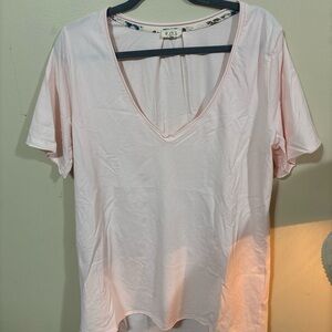 POL Light Pink V-Neck Short Sleeve Tee